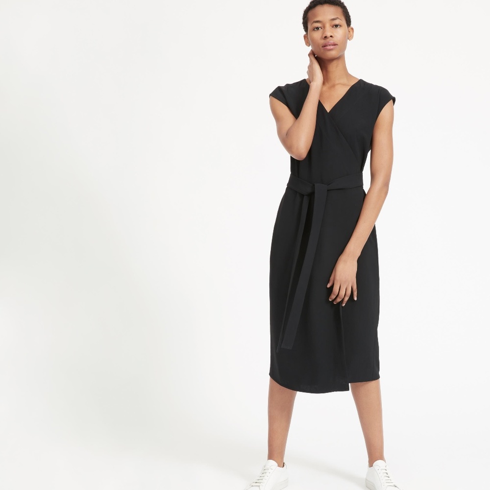 NWT Everlane Black Japanese GoWeave Wrap Dress